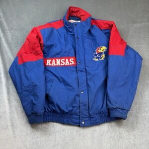 VTG Kansas Jayhawks Jacket Blue KU College NCAA Windbreaker Men's Size XL